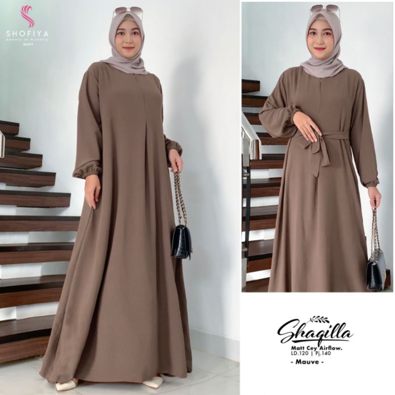 GAMIS / DRESS LOOSE WARNA NUDE POLOS BAHAN CRINKLE AIRFLOW SHAQILLA BY SHOFIYA
