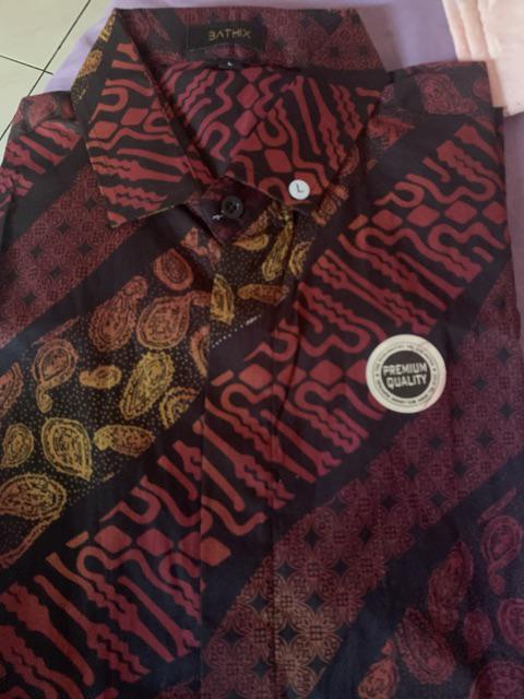Credomenstore Kemeja Batik Songket Pria Hitam Maroon Gradasi