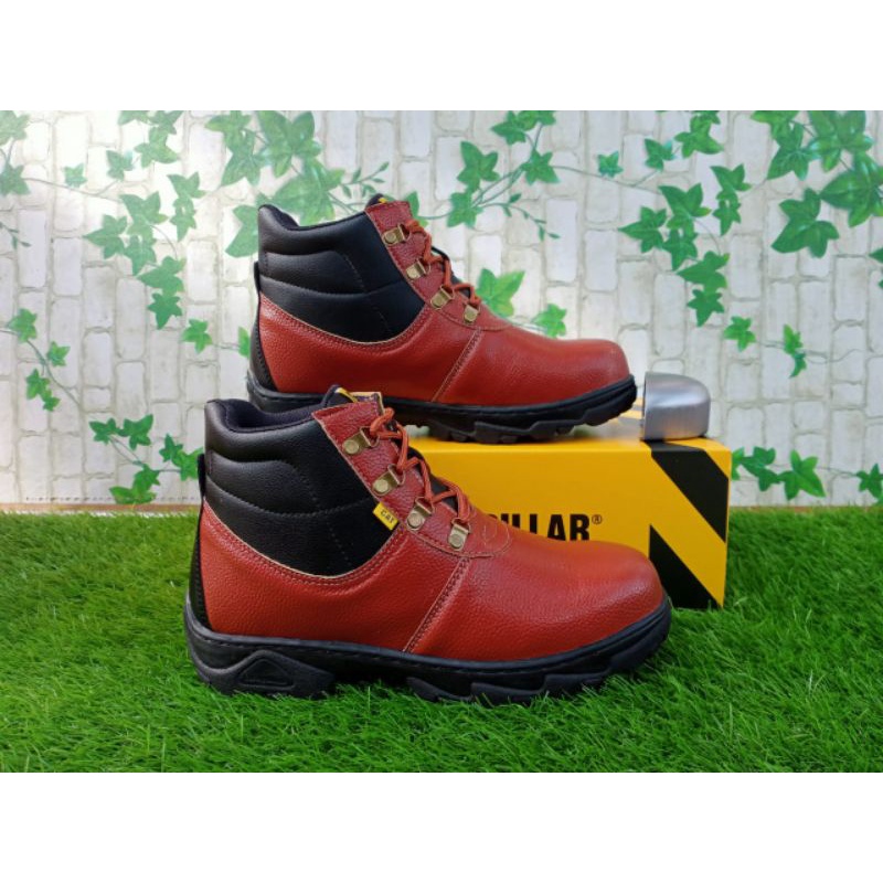 Sepatu Safety Ujung Besi Anti Slip Boot pria Bahan Kulit Inpor Harga Murah Sepatu CAT Sepatu COD
