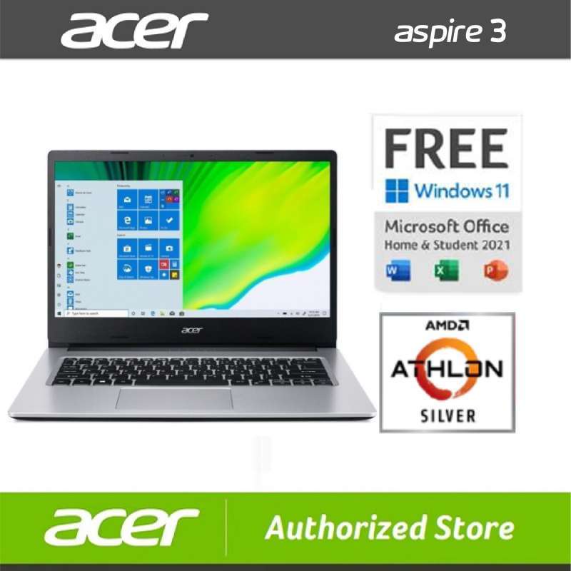 ACER ASPIRE 3 A314-22-R430 ATHLON SILVER A3050U 4GB 256GB SSD AMD RADEON GRAPHICS 14" FHD W11 OHS21