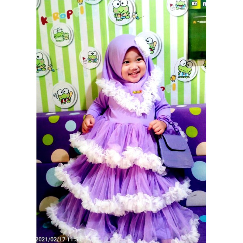 gamis tutu muslim anak perempuan maxy dress