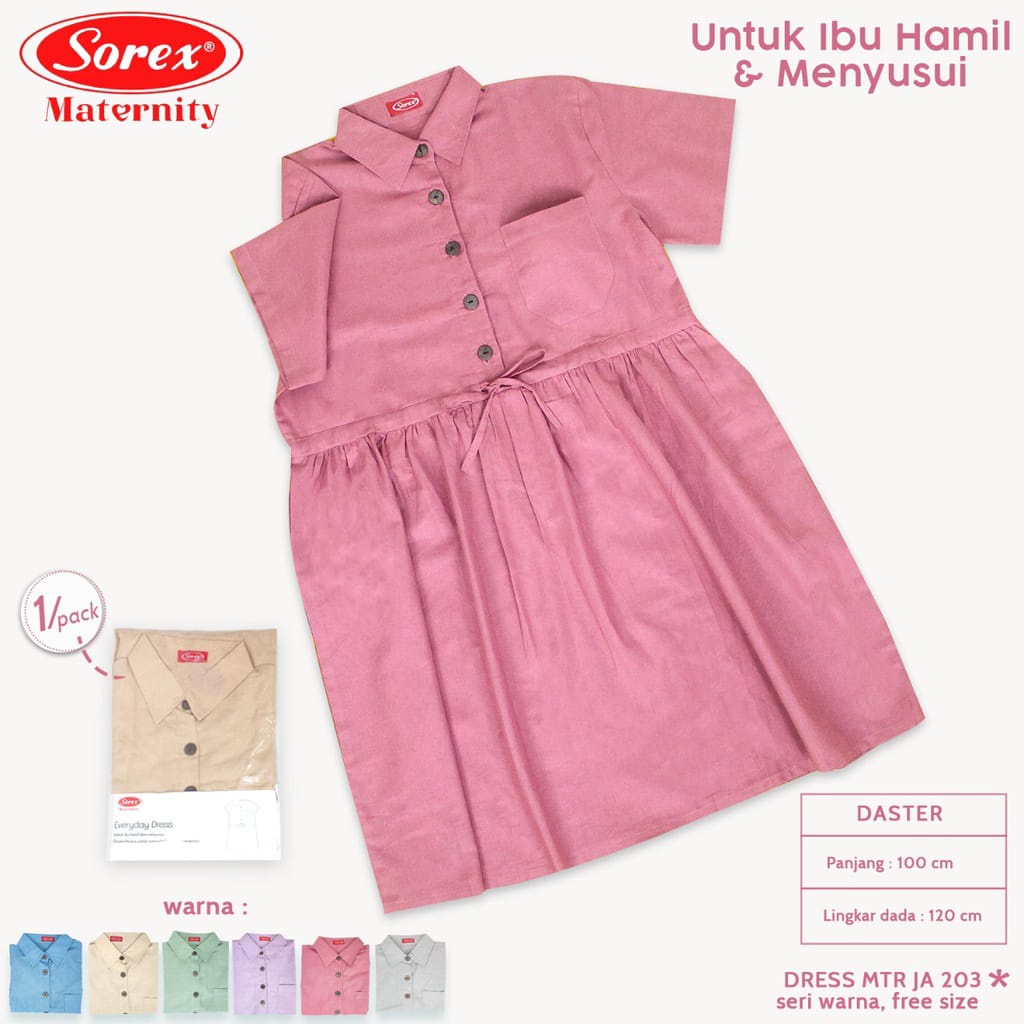 Sorex Dress Maternity Untuk Ibu Hamil / Baju Menyusui Katun Freesize JA 203 / JA 204