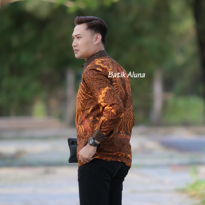 Baju Batik Cowok Lengan Panjang Pria Premium Aluna Batik Sragen PCW 094