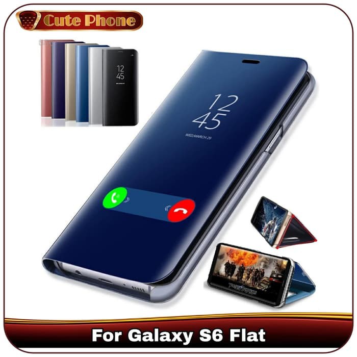 Casing Samsung Galaxy S6 Flat Soft Hard Flip Cover Case Mirror View