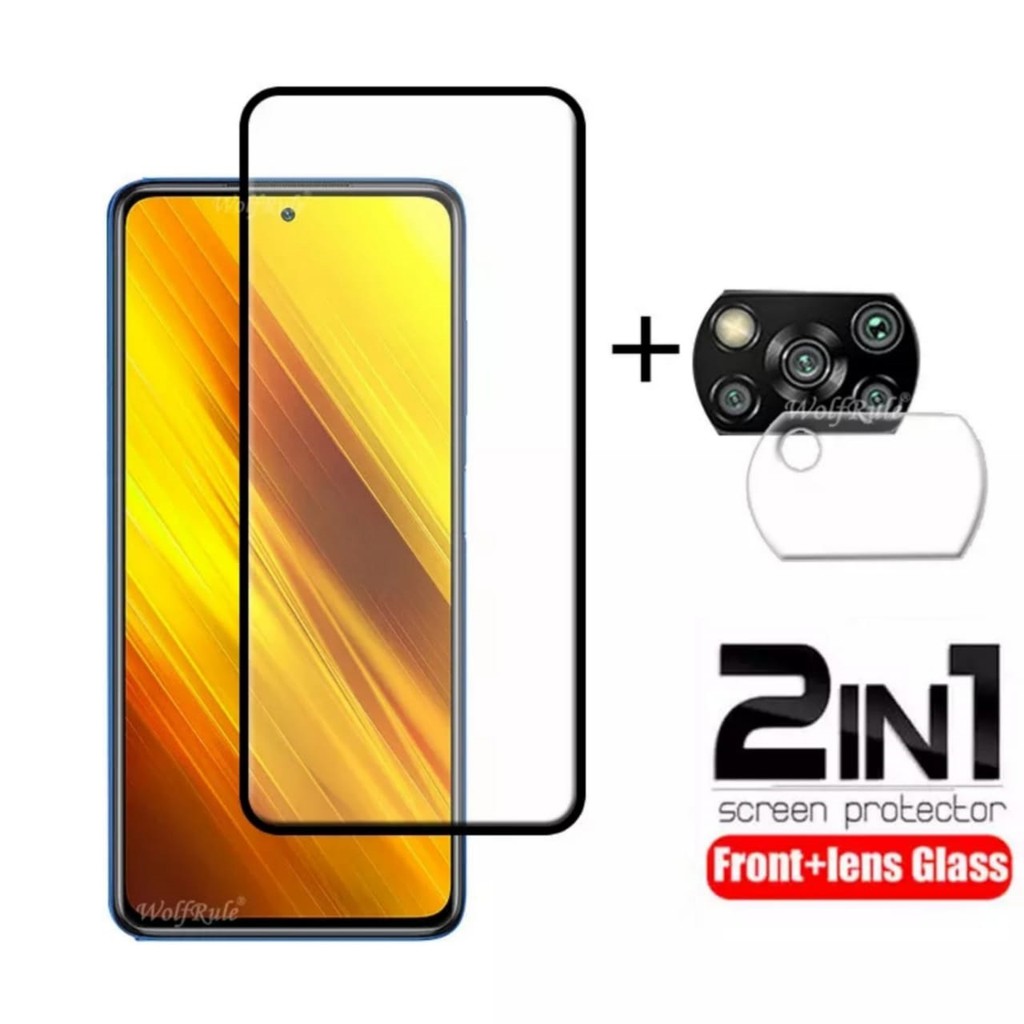 Paket Tempered Glass Poco X3 NFC Antigores Layar FREE Pelindung Kamera Belakang