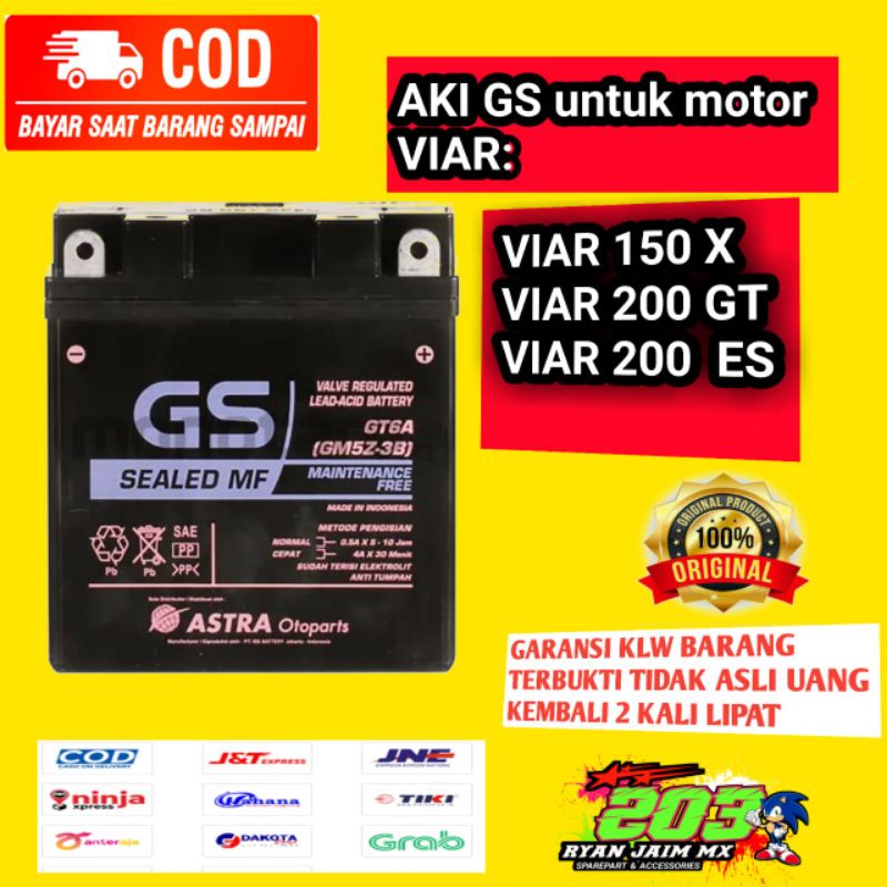 Jual Aki gs motor trail viar cross 150cc 200cc batre aki kering