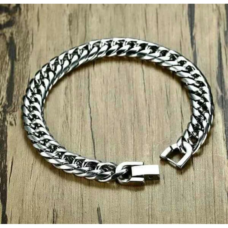 GELANG RANTAI WARNA SILVER LEBAR 6 . 8 . 10 . 12 mm