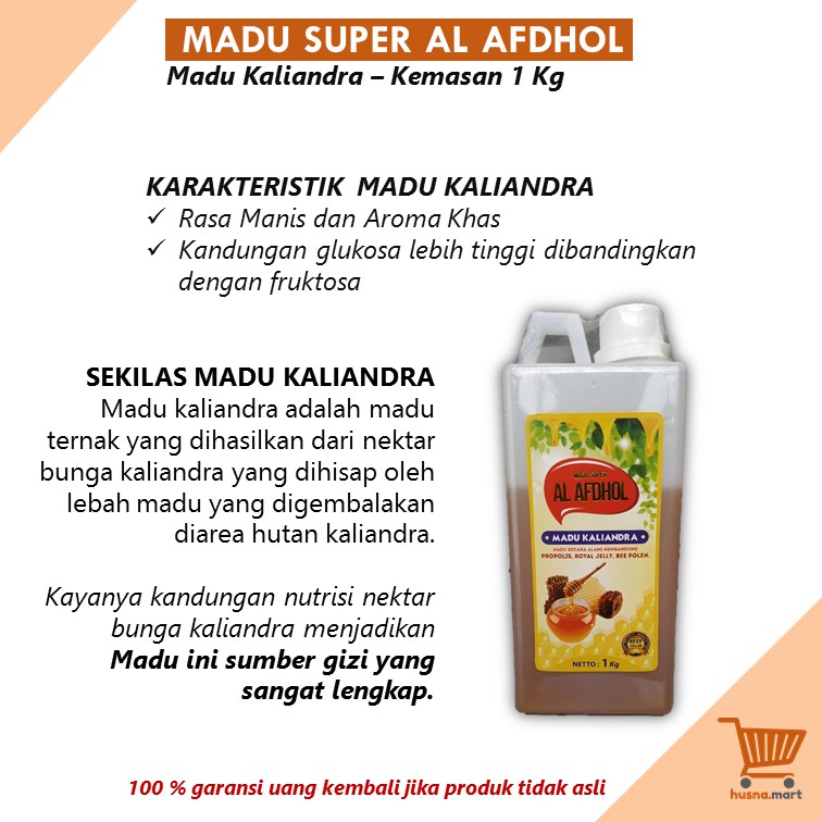 Madu Super Al Afdhol Kaliandra Asli Kemasan 1 Kg