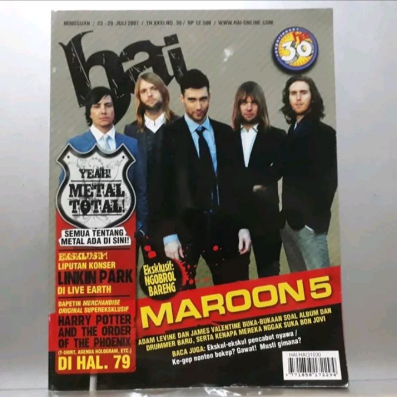 Majalah HAI No 30 - Juli 2007 - Cover Maroon 5