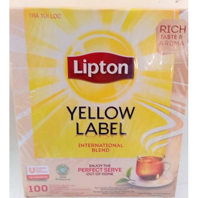 

LIPTON YELLOW LABEL INTERNATIONAL BLEND 100 TEA BAGS - BLACK TEA 200 GR / TEH INSTANT