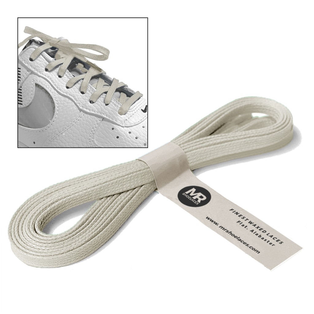 MR Shoelaces FA01 Alabaster - Tali Sepatu Lilin 5mm Gepeng Flat Pipih (Waxed Laces) 70cm 100cm 120cm 150cm 200cm - Premium Shoelace