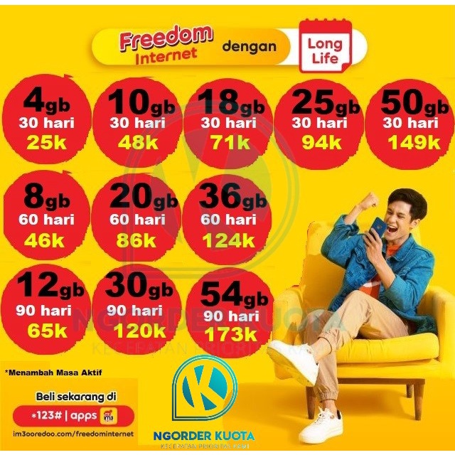 Paket Data Indosat Voucher Internet Isi Ulang Kuota Freedom Unlimited Longlife Murah Cepat