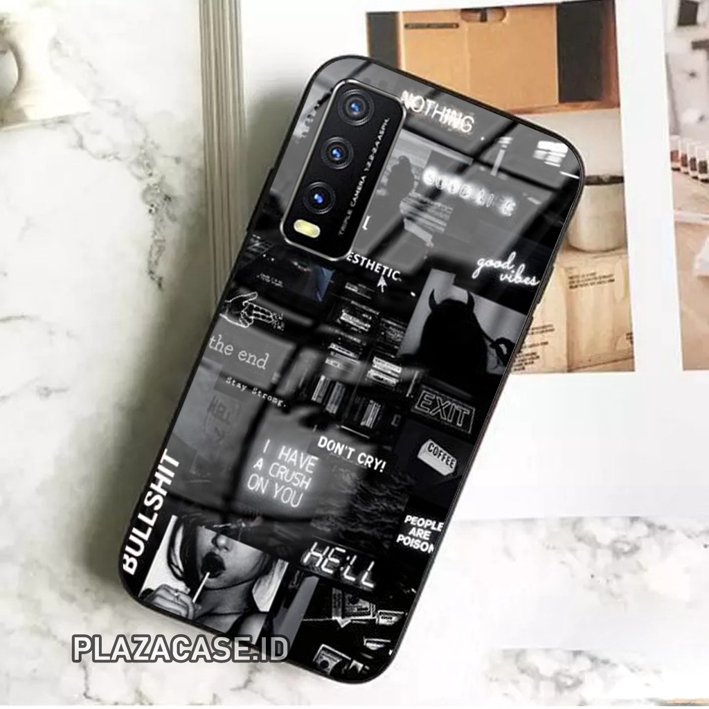 Softcase Glass Kaca AESTHETIC [K118] Vivo Y20-Y12S-Y20S-Y20SG Terbaru Case Hp Pelindung Handphone