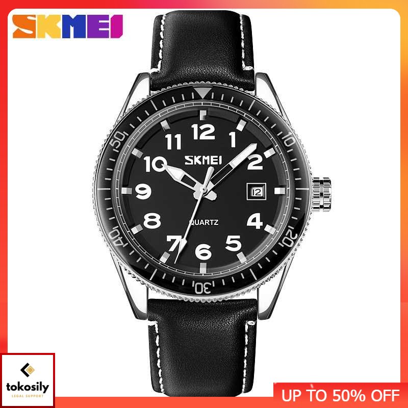 SKMEI Jam Tangan Analog Pria Strap Kulit - 9232 Original Bergaransi