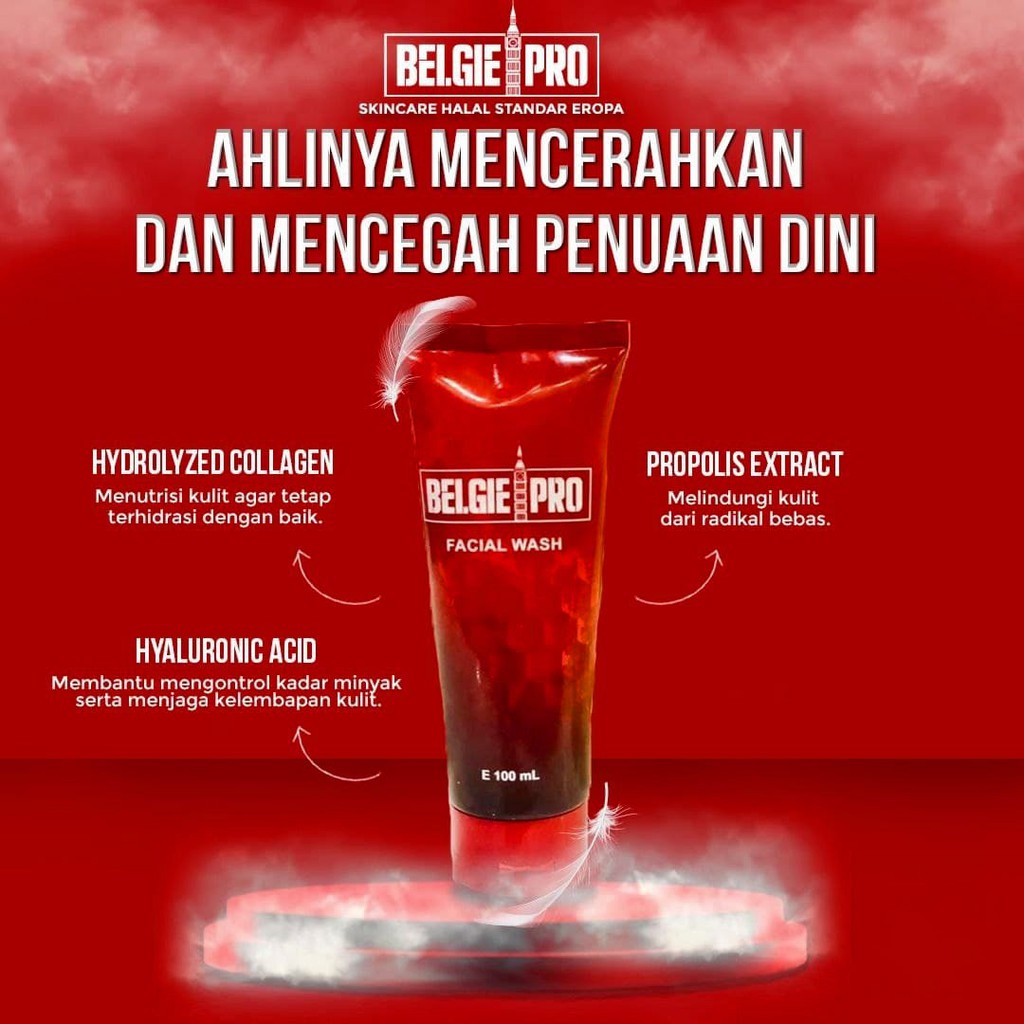 Belgie Pro Facial Wash 100ml Original Pembersih Wajah Premium Standar Eropa 100% Halal Sabun Cuci Wa