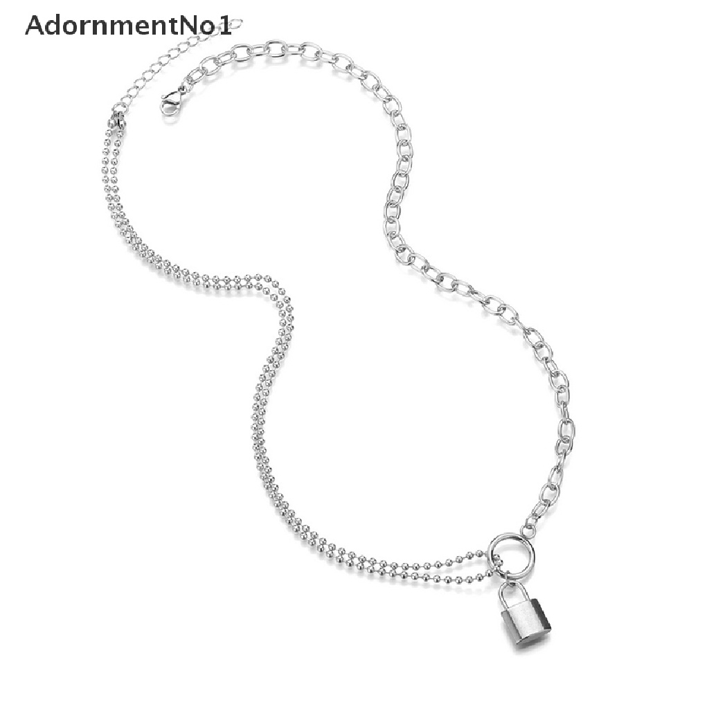 (AdornmentNo1) Kalung Rantai Dengan Liontin Gembok Bahan Stainless Steel Untuk Pria / Wanita