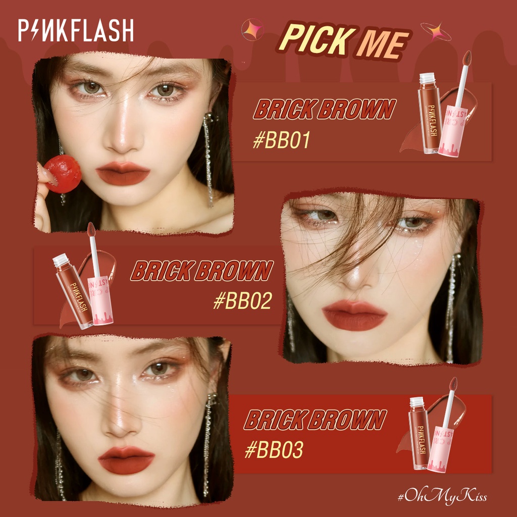 PINKFLASH Lipstick Cair Matte Lembut Tahan Lama Dengan Pelembab Celebshine