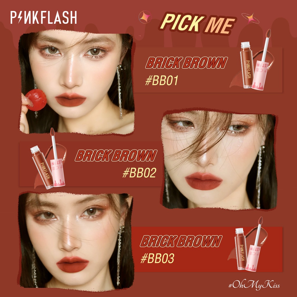 PINKFLASH Matte Lipstik Waterproof Lip Gloss  tahan lama anti air Lip Tint