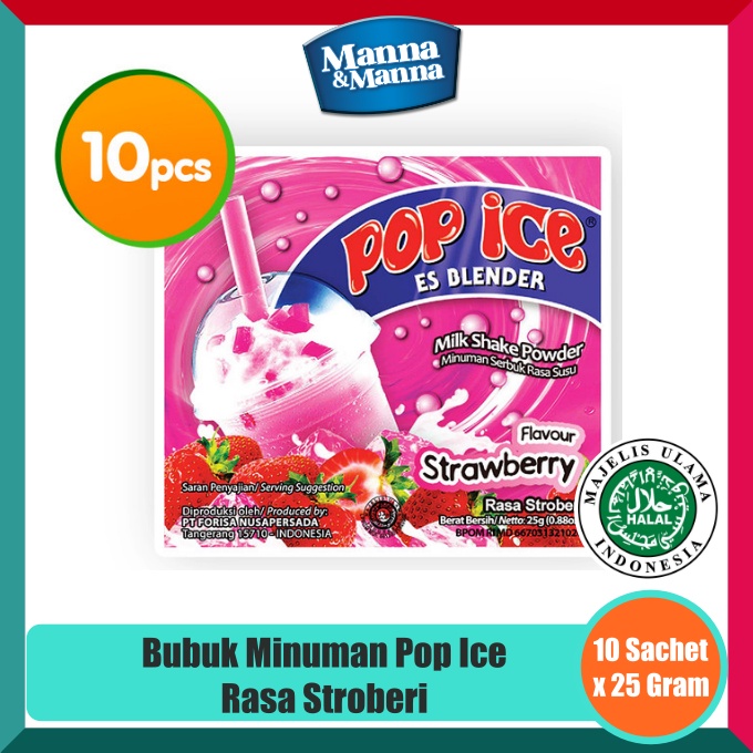 

Bubuk Minuman Pop Ice - Rasa Stroberi - 10 Sachet x 25 Gram