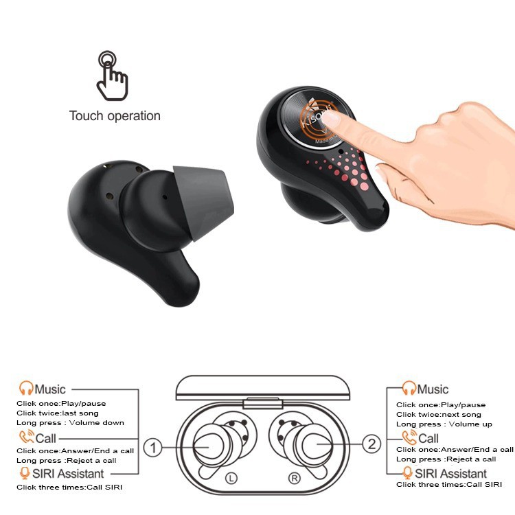 XOBOX - Bluetooth Headphones Earphone For All Phone Tablet Laptop Waterproof Gaming Travel V1