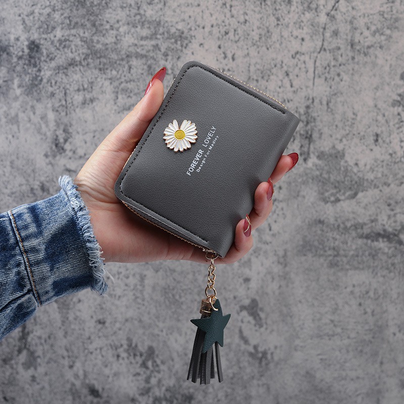 Dompet Mini Wanita Dompet Koin &amp; Kartu Wanita Motif Bunga daisy Import Real pict