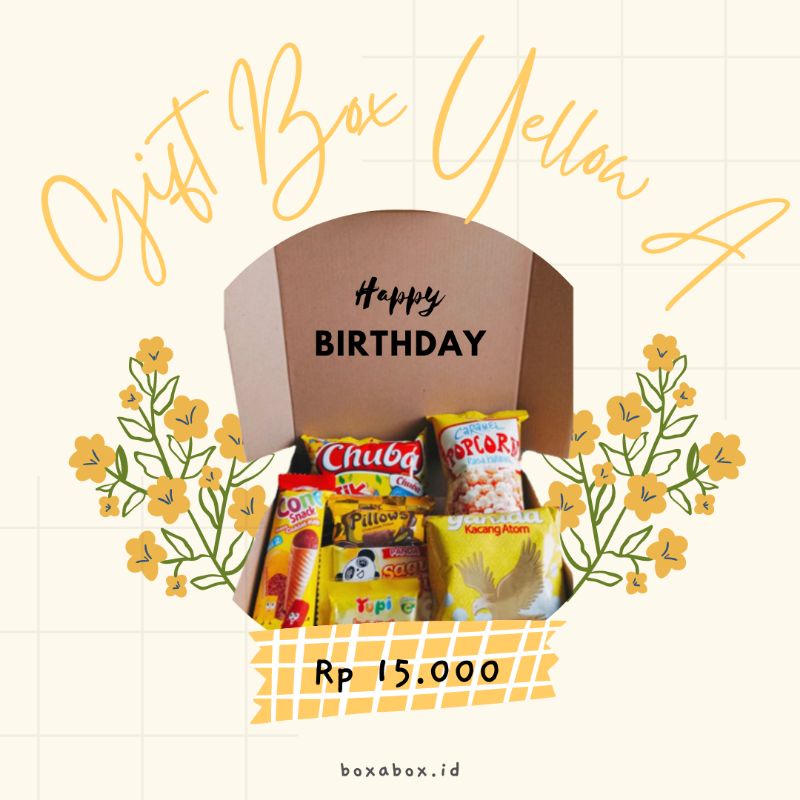 

GIFT BOX SNACK YELLOW / PAKET A / GIFT BOX / GIFTBOX SNACK / GIFT BOX MURAH / SNACK BOX / HAMPERS SNACK