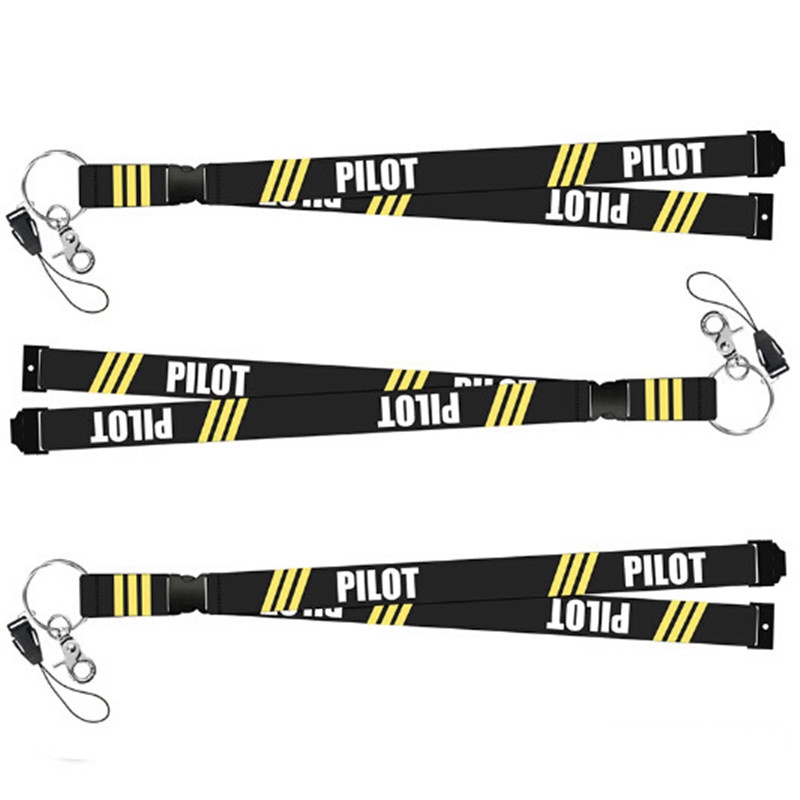 (LUCKID) Tali Lanyard Motif Tulisan remove before flight Untuk Kartu id / Kunci