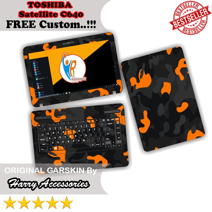 Original Garskin Laptop Full Body TOSHIBA Satellite C640 Motif Camo Free Custom Gambar