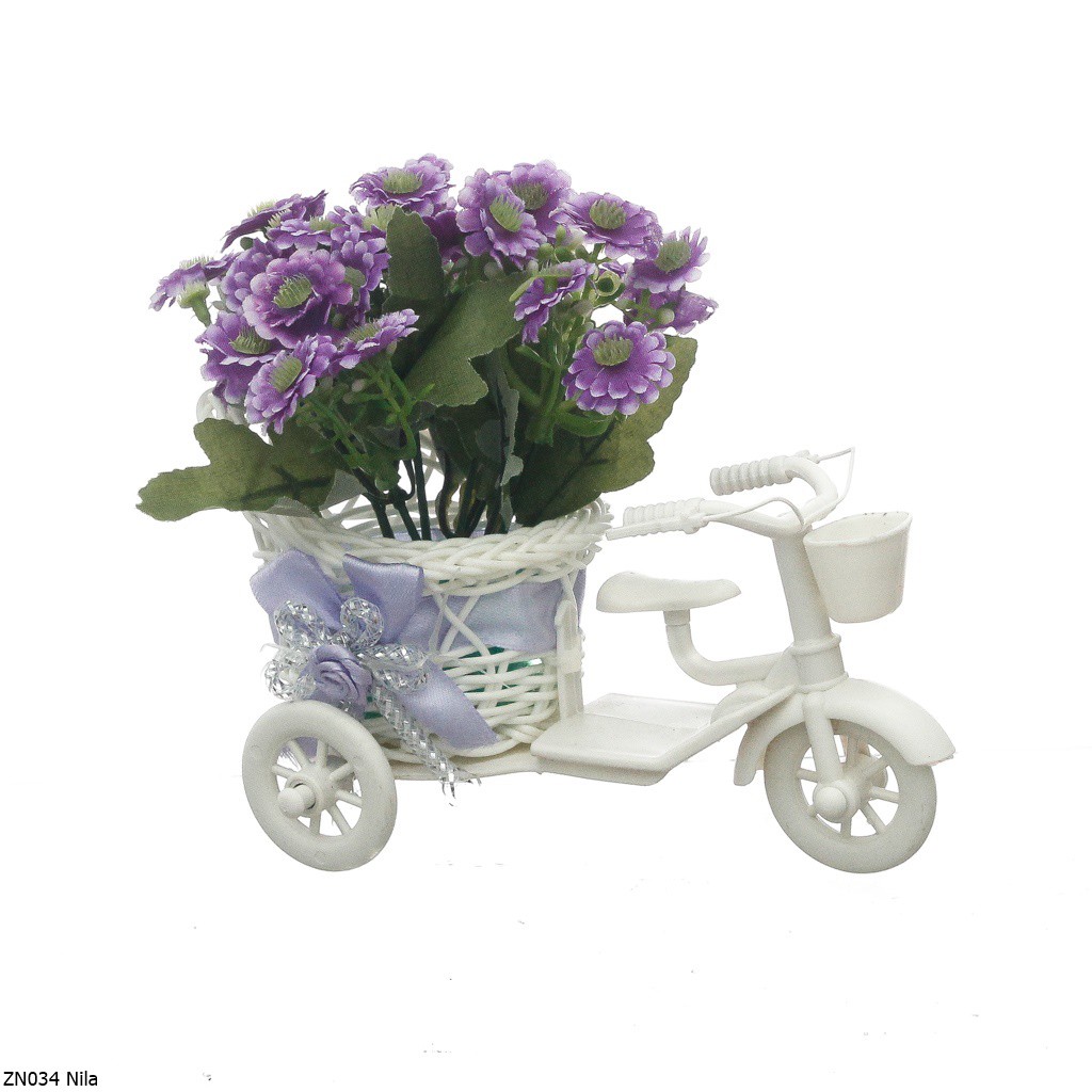 Bunga Plastik Zinnia Pot Sepeda ZN03-Nila