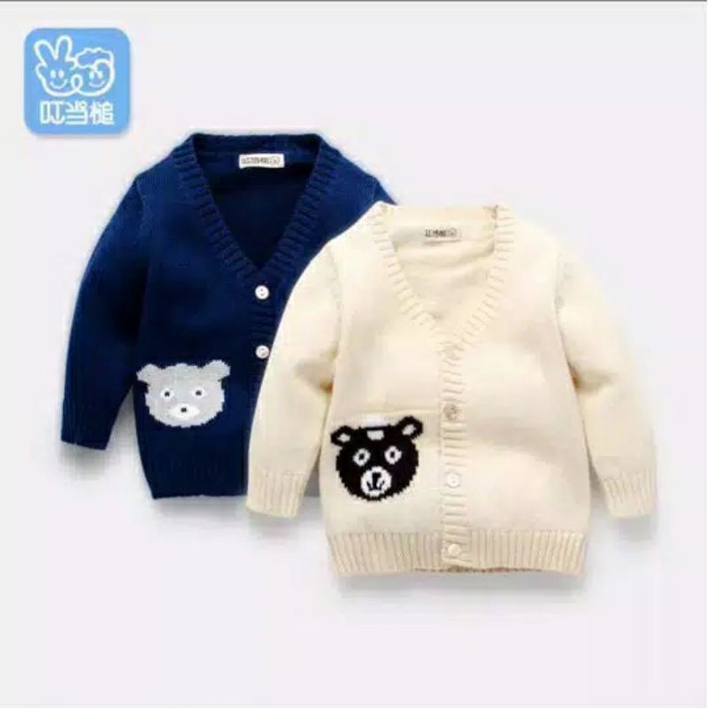 Cardigan Anak Unisex rajut halus KIDS CARDY Bear good quality