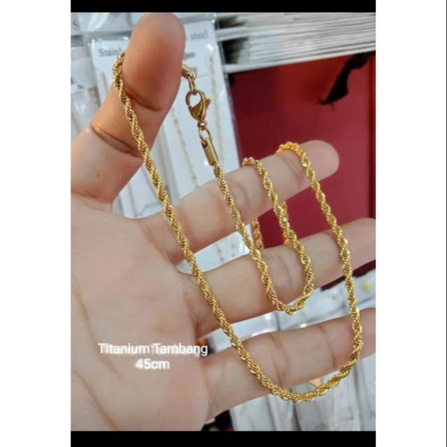 Kalung Titanium Wanita Anti Karat Aksesoris Fashion Perhiasan Premium model tambang- T063