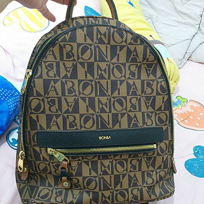 preloved tas rangsel backpack pierre cardin authentic kulit gajah green army  unik bling fashion ful