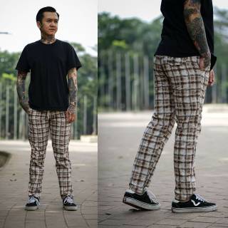  Celana  Tartan  Pensil SLIM FIT Kasual Celanasirwal Sirwal 