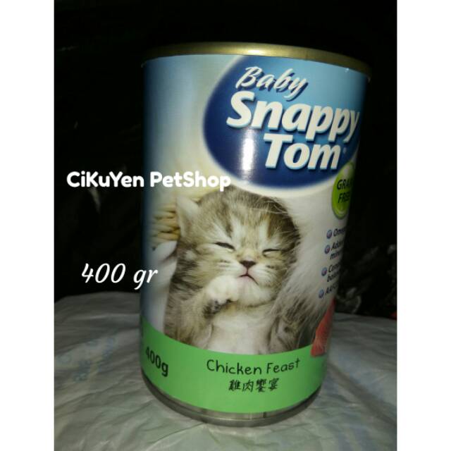 Makanan basah kaleng Kucing Kitten Snappy Tom rasa Chicken Feast berat 400 gr