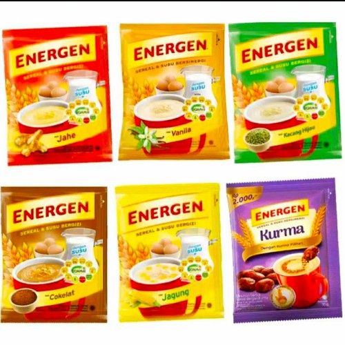 

ENERGEN 1 RENCENG ISI 10 PCS 30 GR RAS KURMA VANILLA COKLAT JAHE KACANG HIJAU JAGUNG TANGERANG