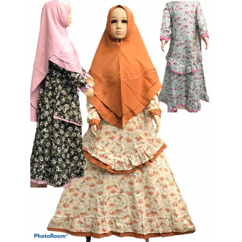 D785 (4-6TAHUN) GAMIS KATUN ANAK RIRI KIDS KERUDUNG SYAR'I