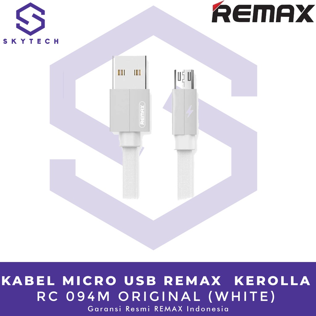 KABEL MICRO USB REMAX  KEROLLA 1M WHITE RC 094M ORIGINAL GARANSI RESMI