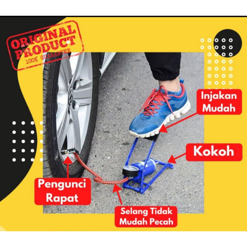 FOOT PUMP Pompa portable kaki buat sepeda,motor,mobil