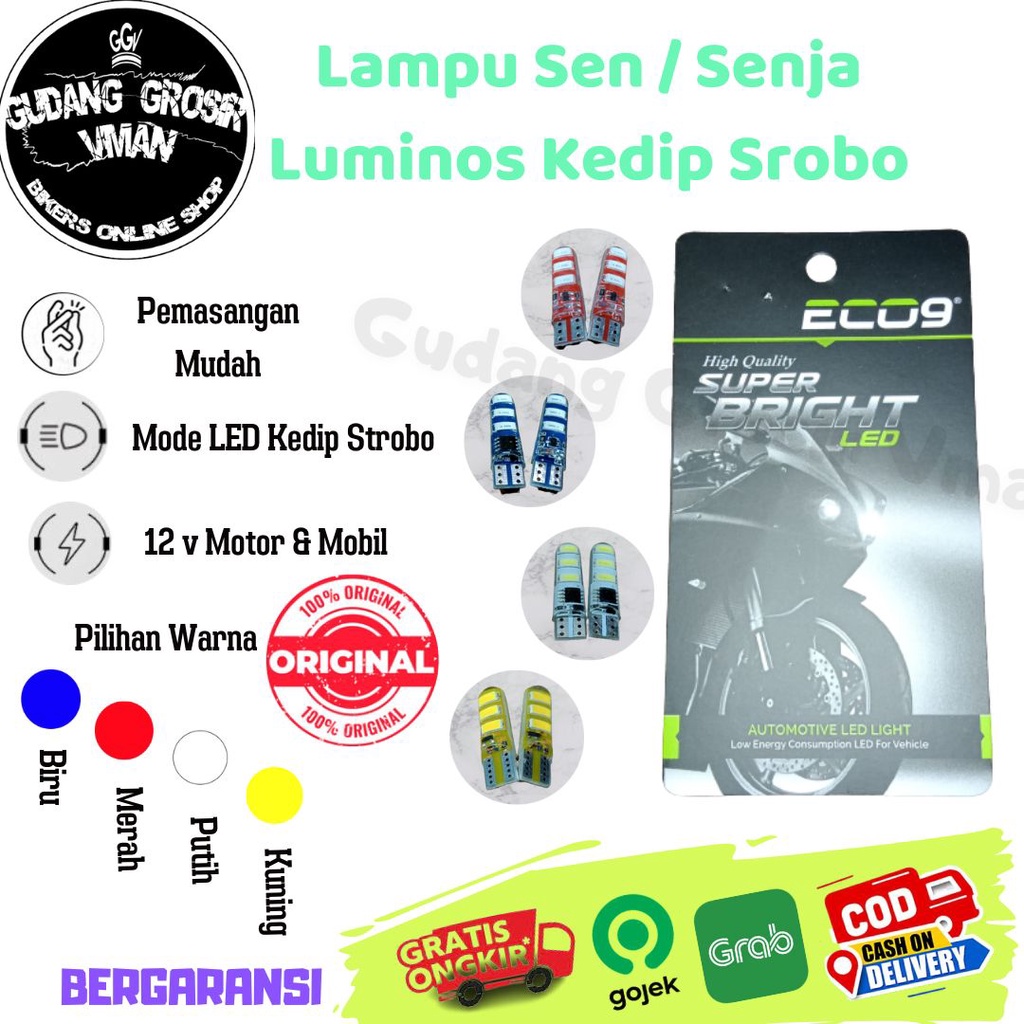 Lampu Senja Luminos Kedip Flash LED T10 Model Jelly 9Power Original Luminos ECO9