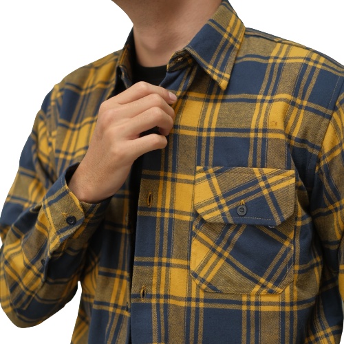 Kemeja Flanel Pria Kuning - Baju Kotak-Kotak Original BAPIN