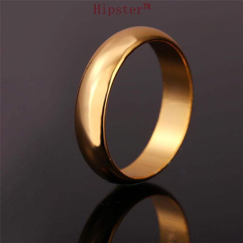 European and American Fashion Minimalist Personality Characteristic 24K Gold Aperture Couple Ring