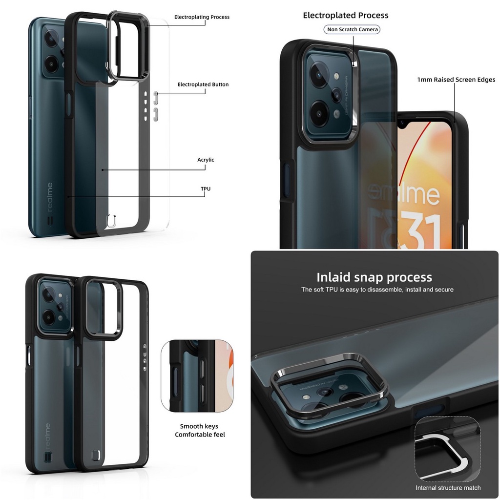 REALME C1 C31 C35 NARZO 50A PRIME | NEOHYBIRD PREMIUM SQUARE CASE LENS CHROME