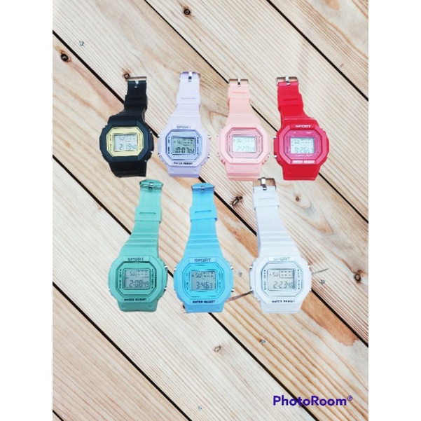 Jam tangan digital wanita fashion korea anak muda gaul banyak warna ada lampu dan alarm