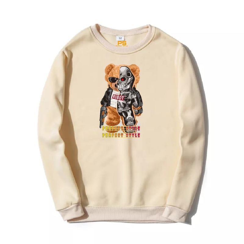 New sweater crewneck motif BEAR ROBOT terlaris APPAREL PRIA