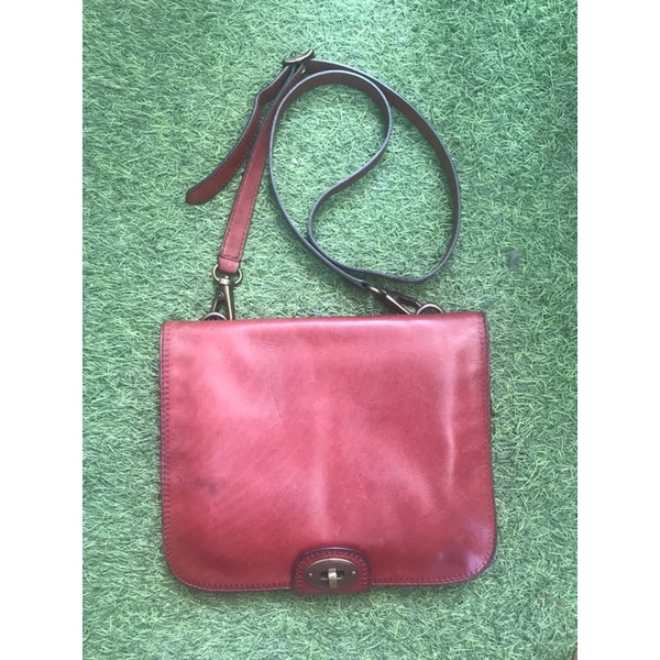 tas fossil selempang folio merah pink mirabela jadul vintage preloved second