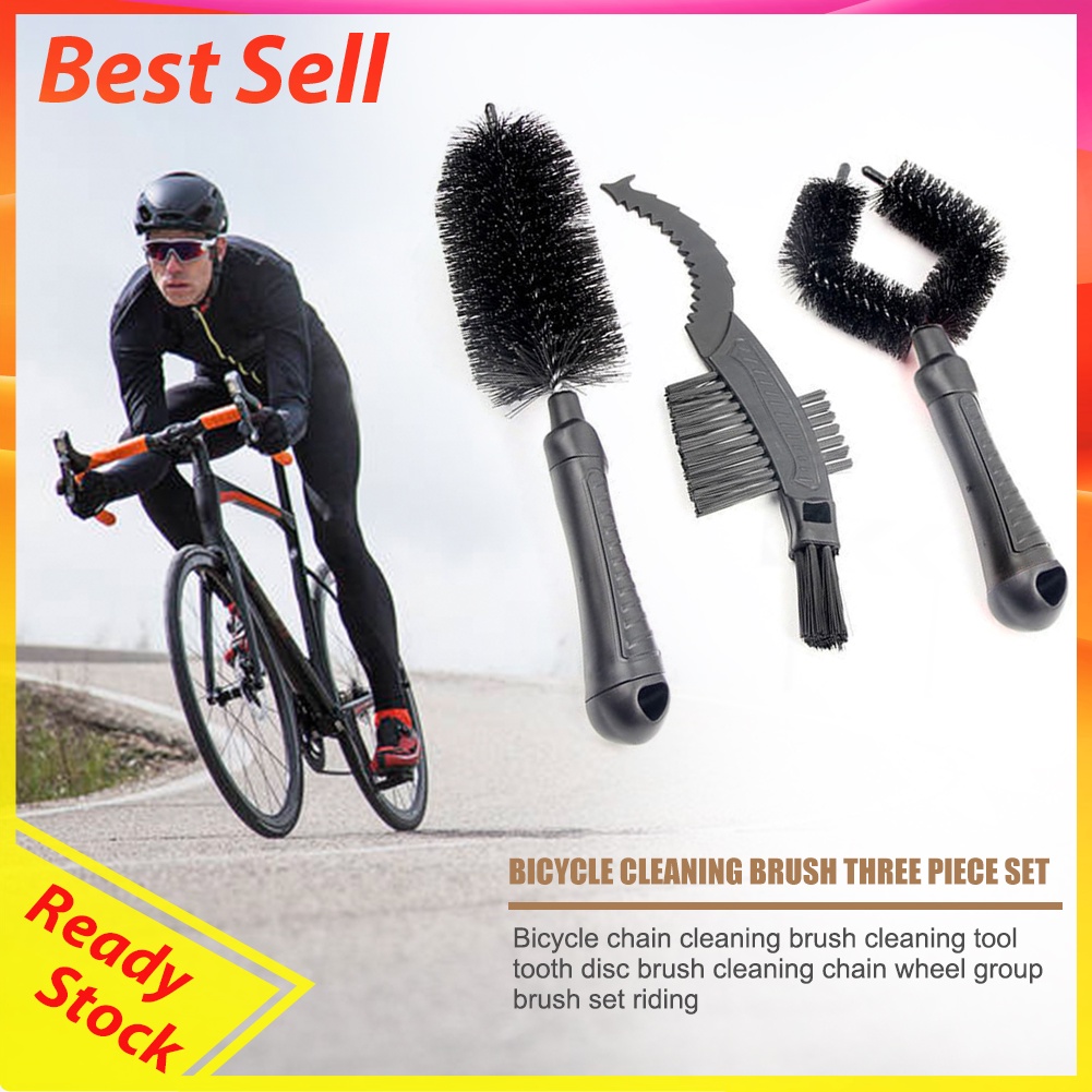 3pcs Bike Motorcycle Chain Cleaner Tire Wheel Brushes Cleaning Tool Sets