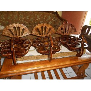 Unik  Tempat Aqua Gelas Kayu Bentuk Merak