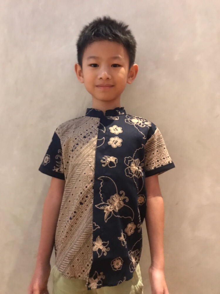 Kemeja Koko Batik Anak Lawasan Lengan Pendek Kombinasi Motif By Nattaline