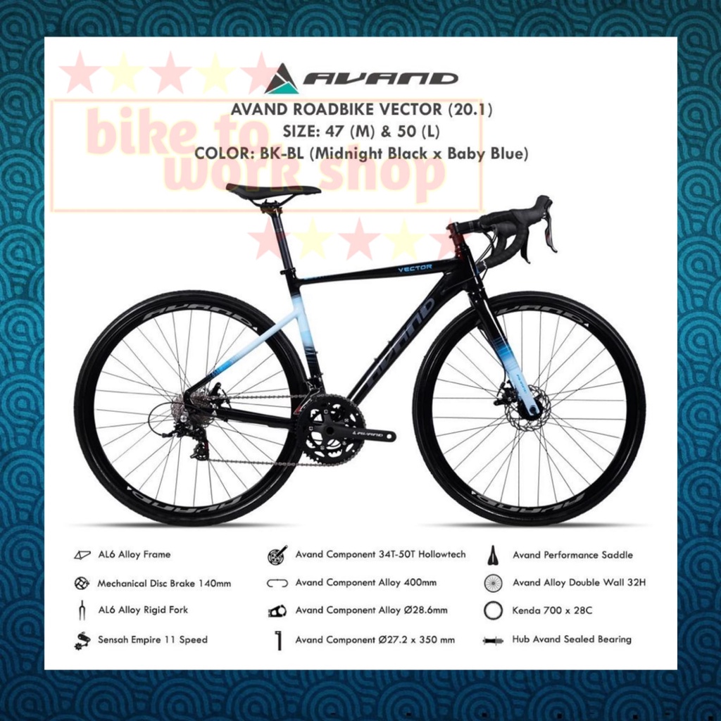 SEPEDA BALAP GENIO AVAND VECTOR 20.1 ALLOY 11 SPEED 700C ROADBIKE BY UNITED