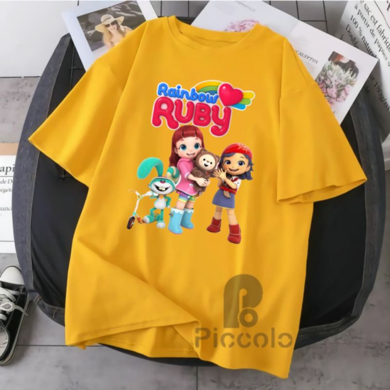 baju kaos anak ruby rainbow bahan premium